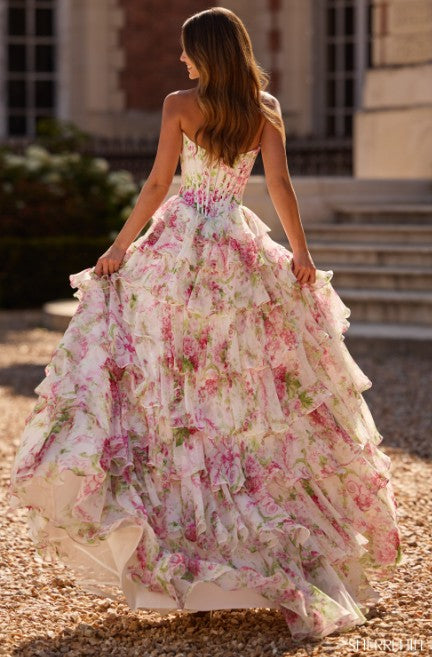 Sherri Hill 57693 Ivory/Pink/Green Print