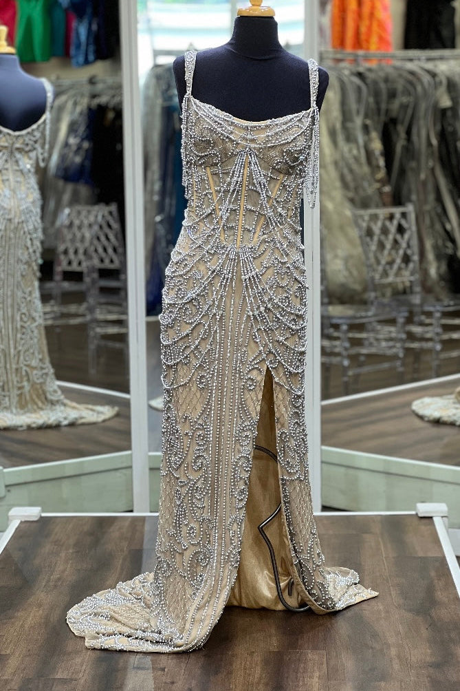 Sherri Hill 56204 Nude/Silver