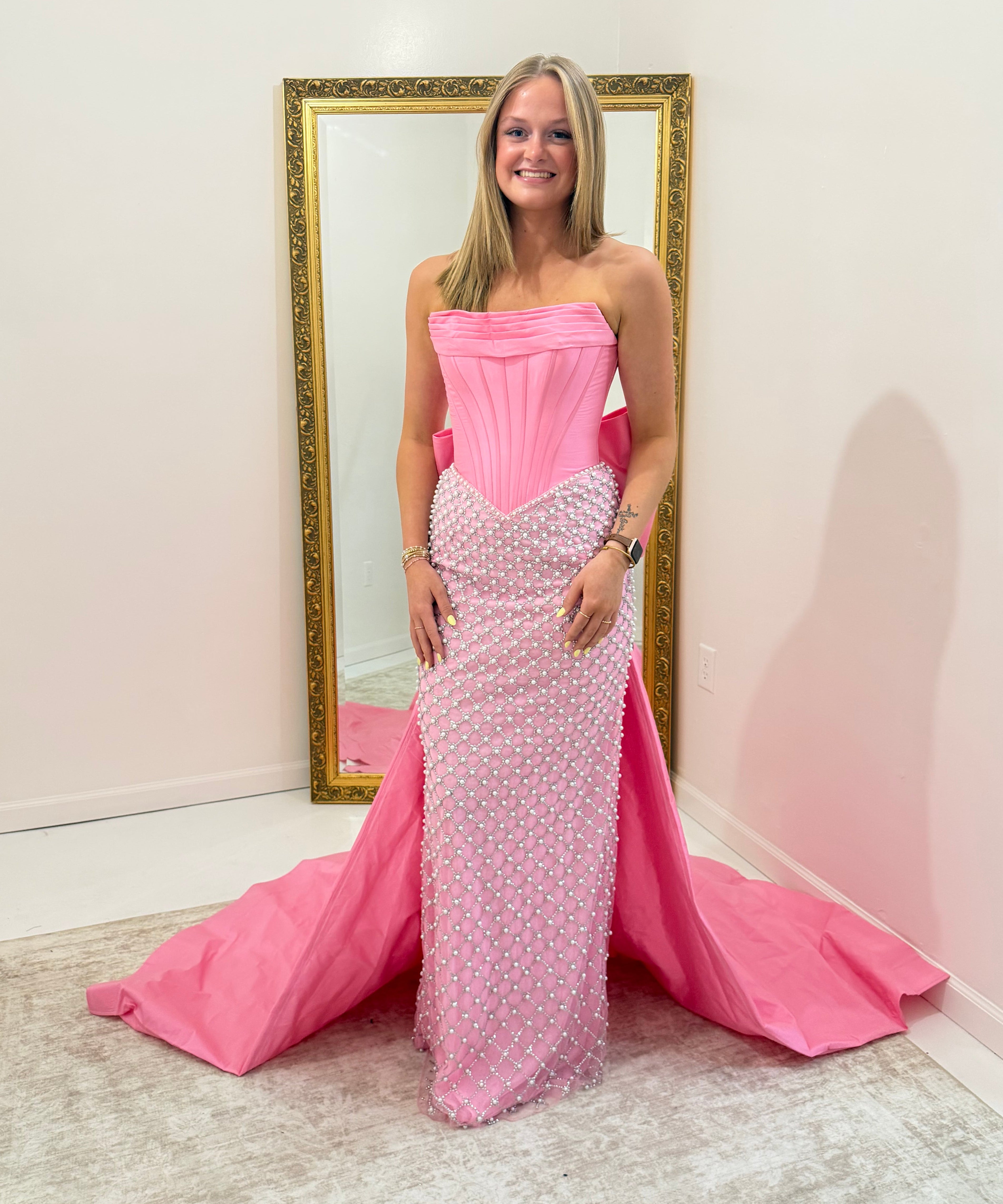 Sherri Hill 57671 Candy Pink/Ivory/Silver