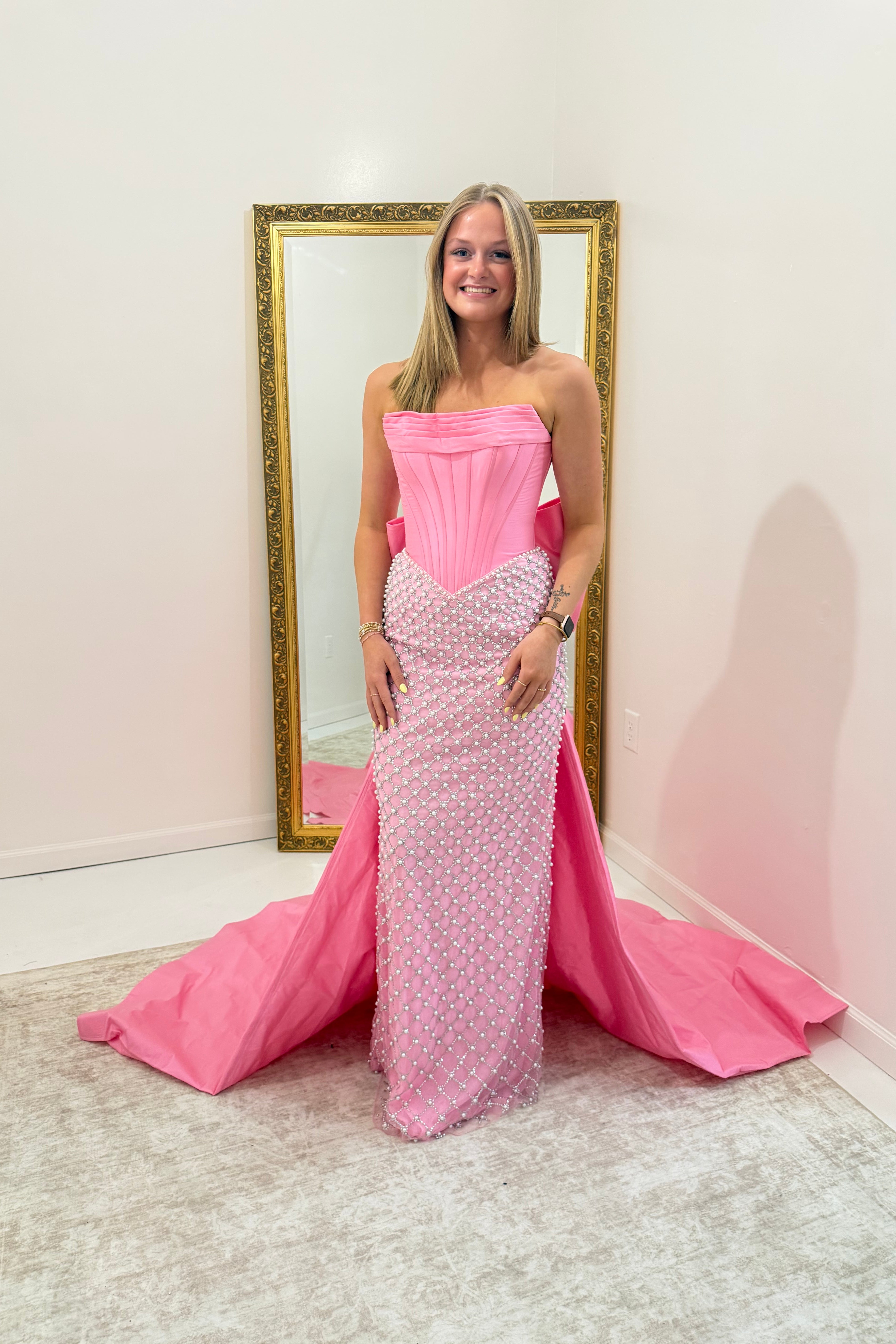 Sherri Hill 57671 Candy Pink/Ivory/Silver