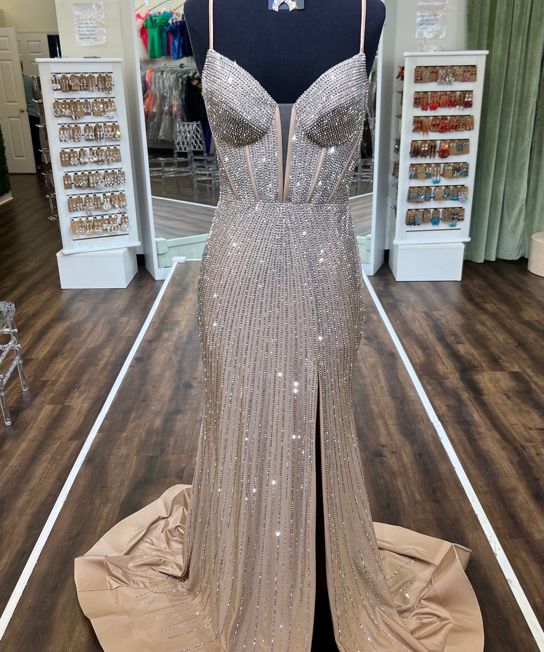 Sherri Hill 55924 Nude/Silver