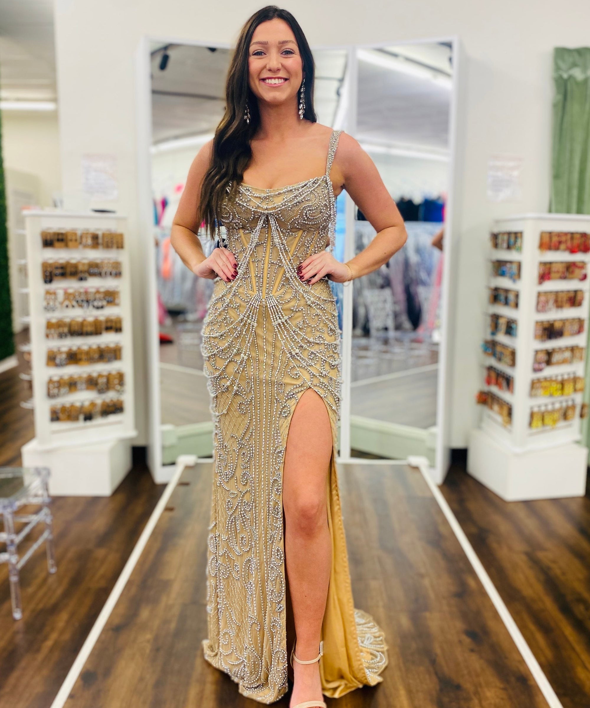 Sherri Hill 56204 Nude/Silver