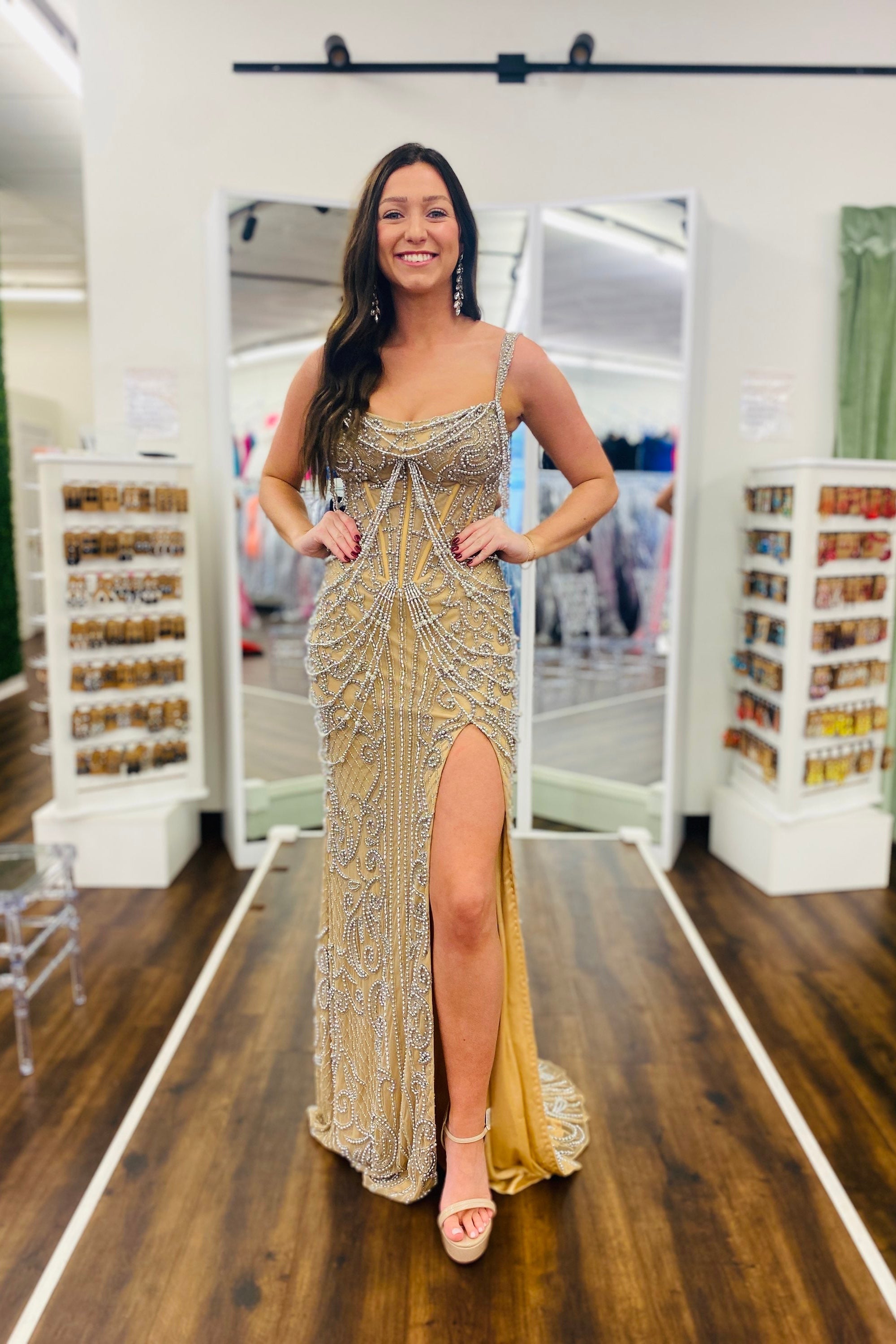 Sherri Hill 56204 Nude/Silver