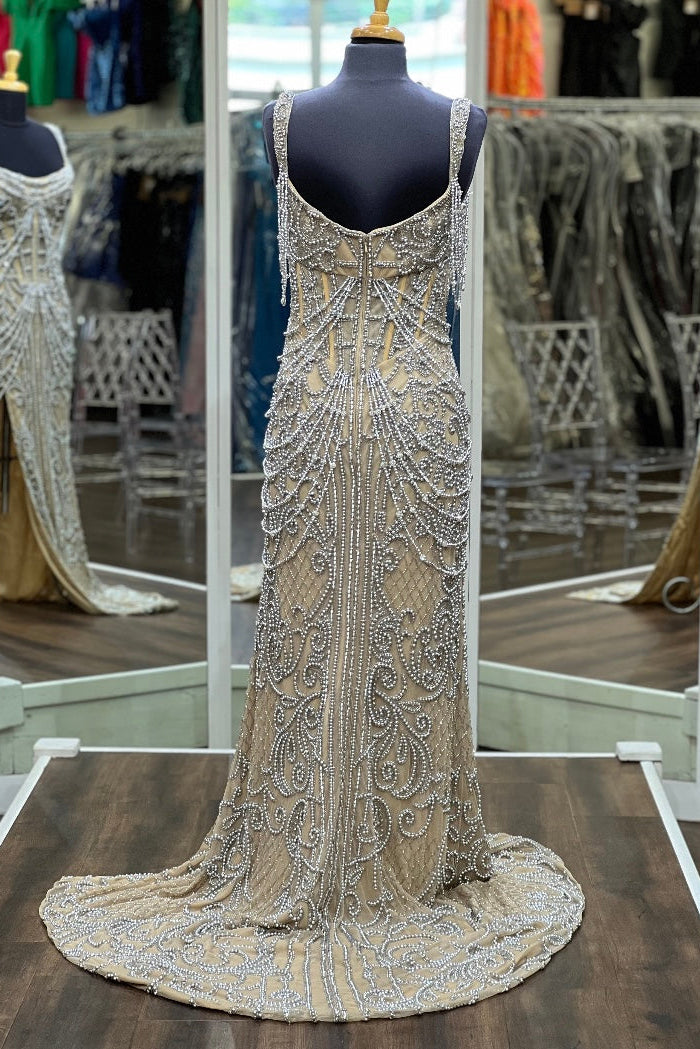 Sherri Hill 56204 Nude/Silver