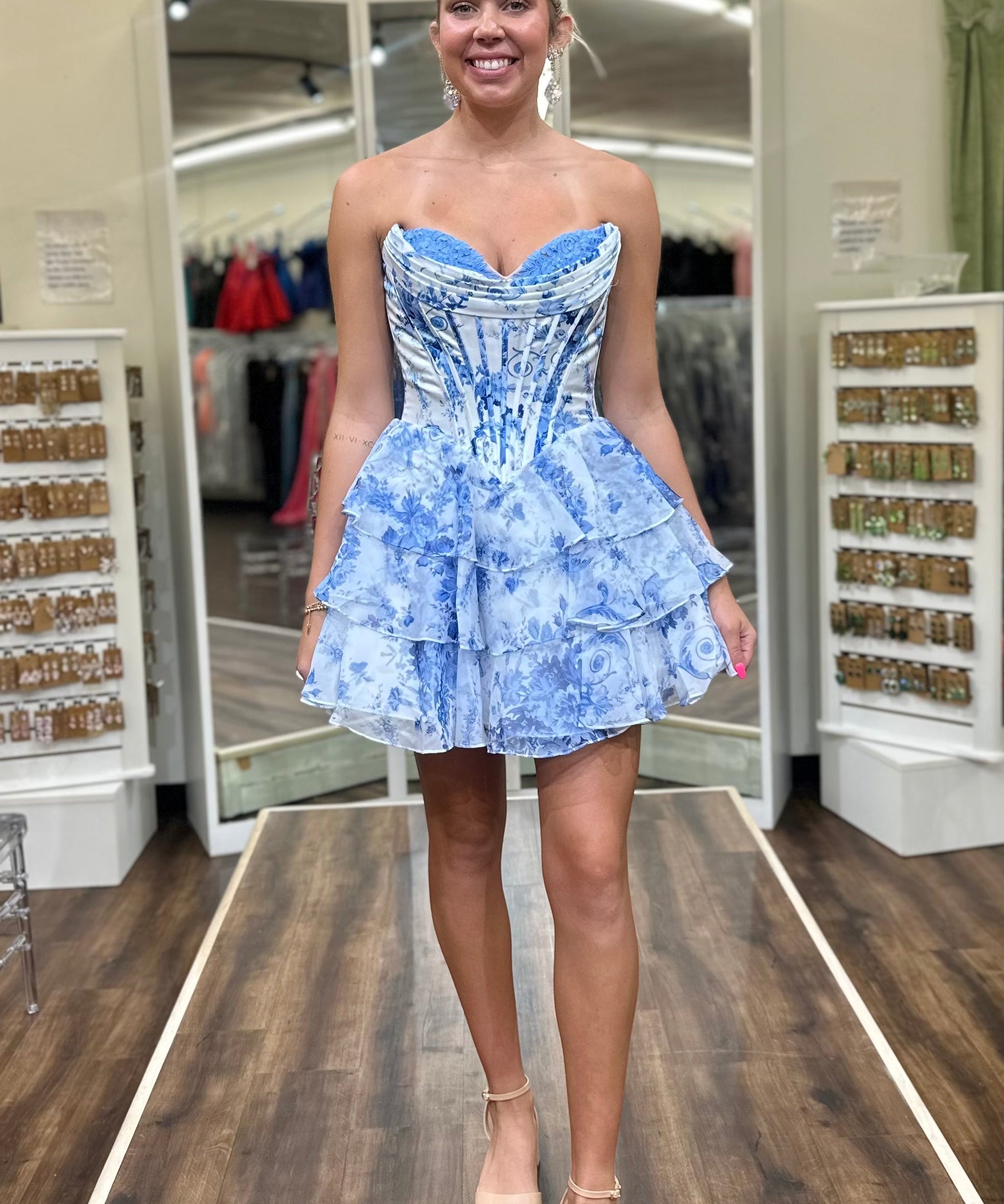 Sherri Hill 57295 Ivory/Blue Print