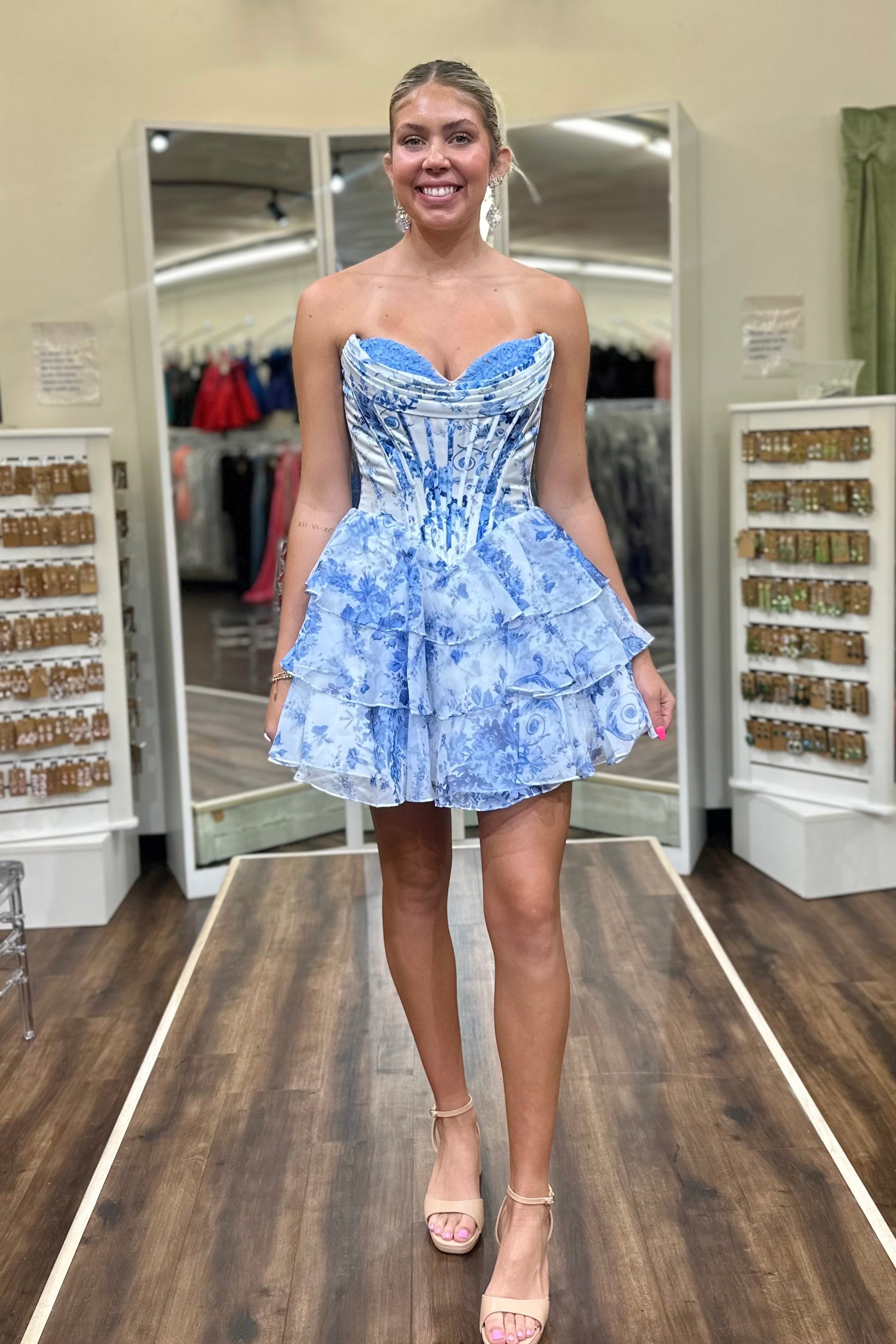 Sherri Hill 57295 Ivory/Blue Print