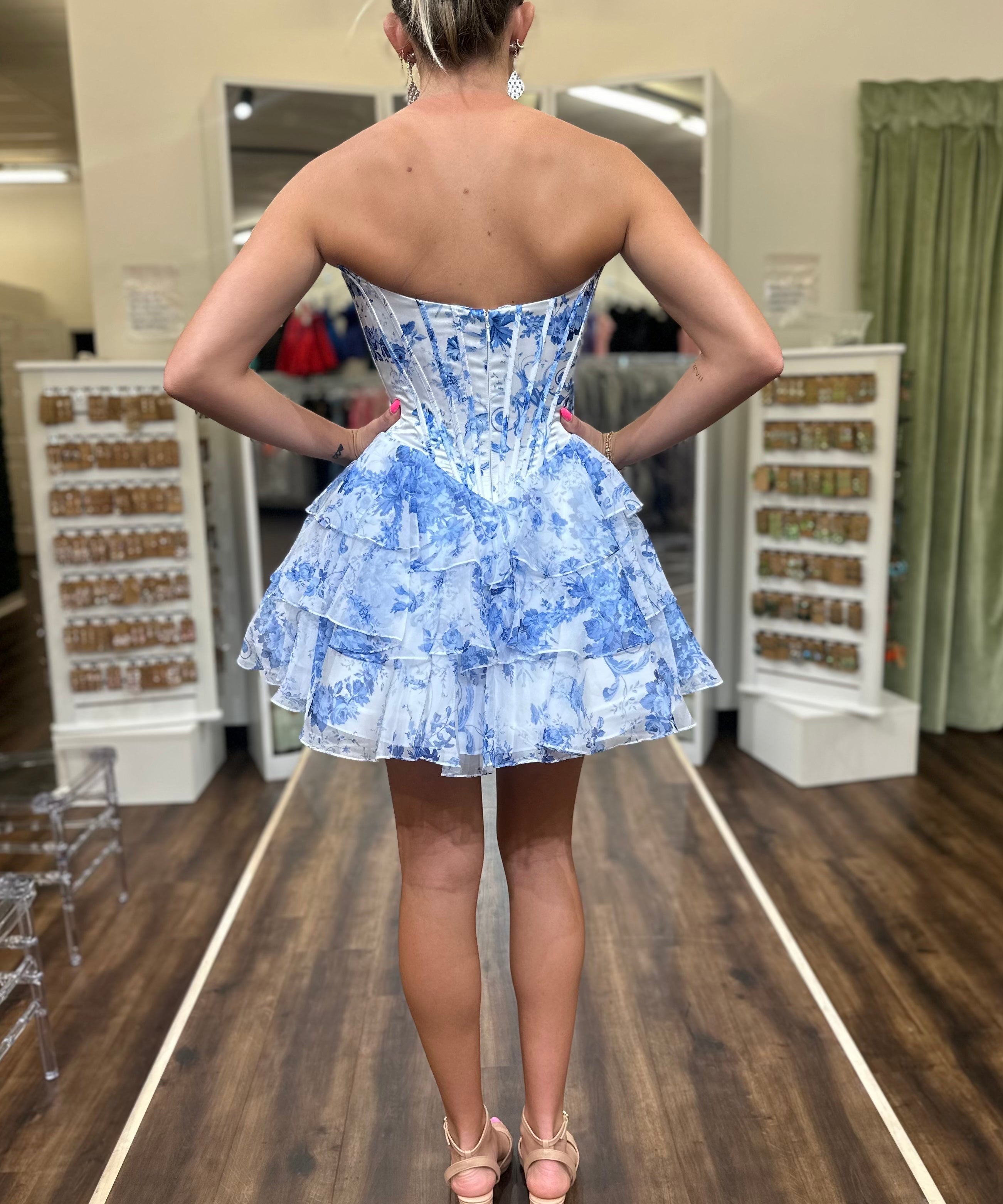 Sherri Hill 57295 Ivory/Blue Print