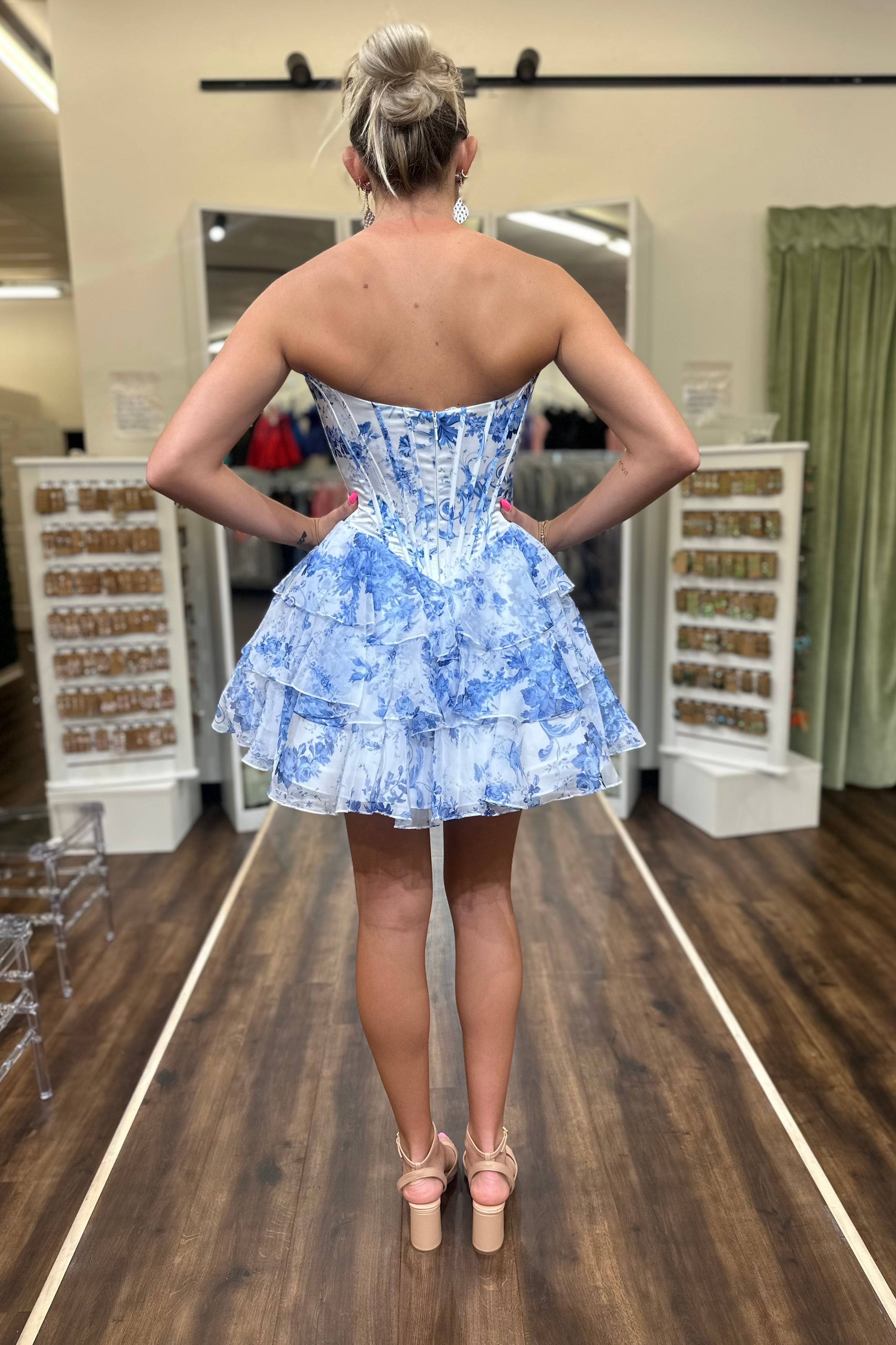 Sherri Hill 57295 Ivory/Blue Print