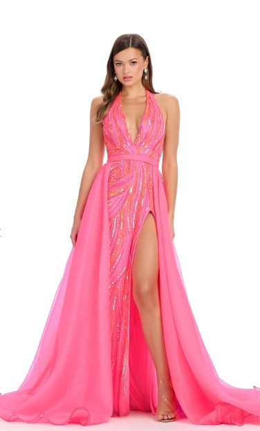 Ashley Lauren 1740 Hot Pink - OVERSKIRT ONLY