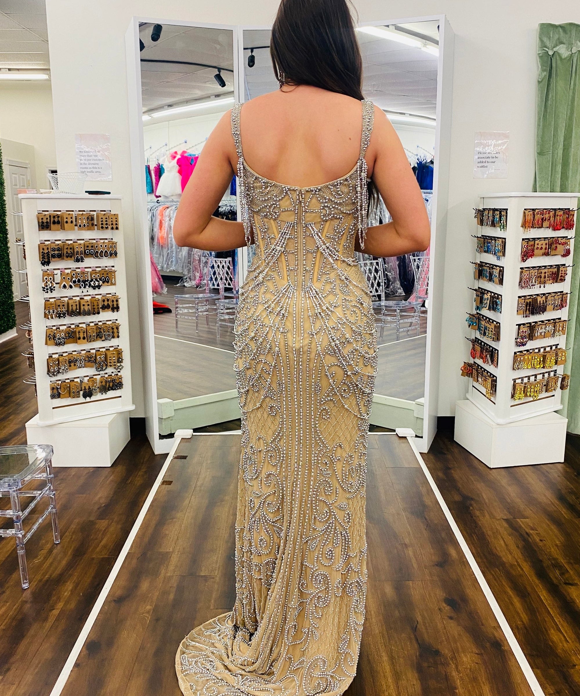 Sherri Hill 56204 Nude/Silver
