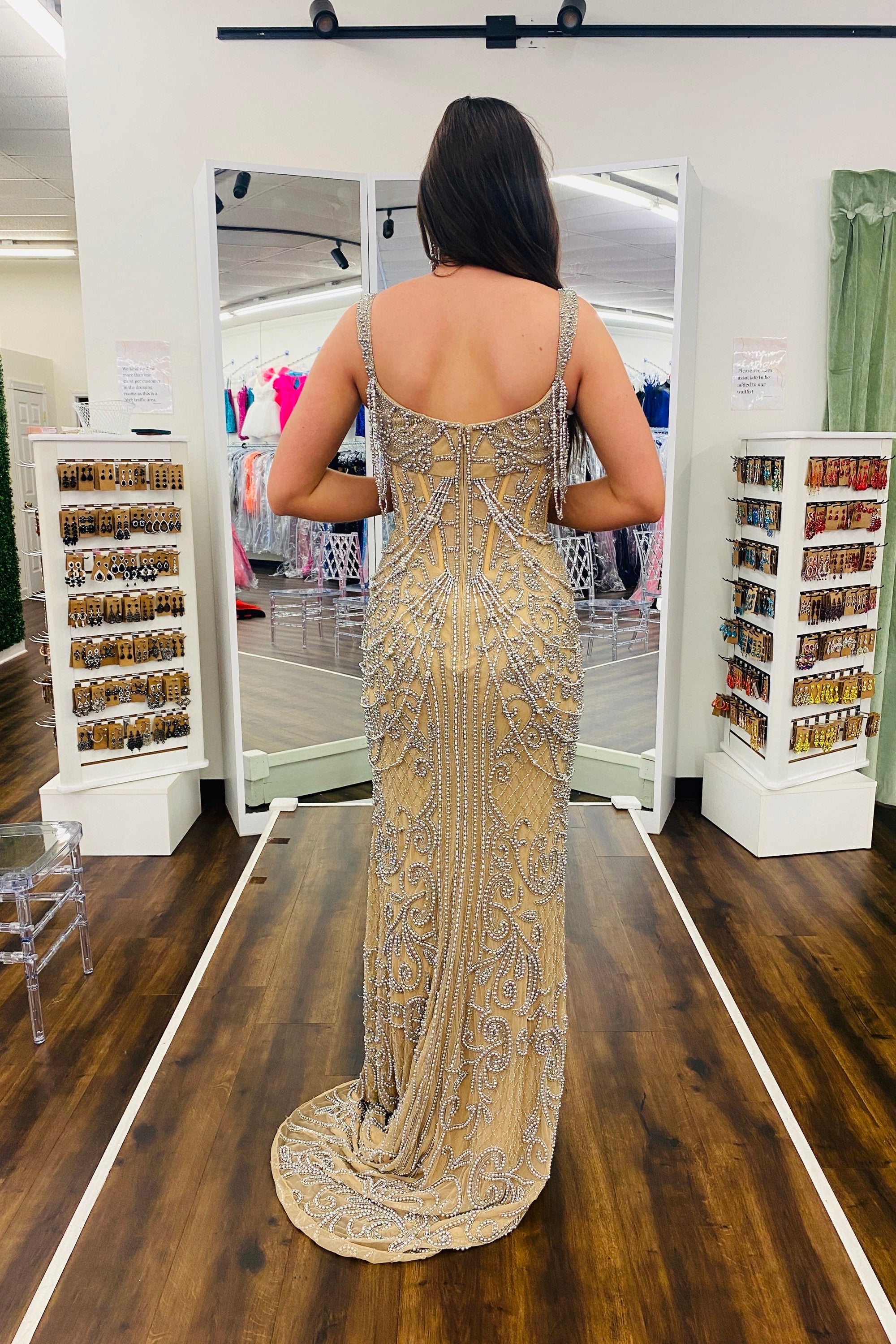 Sherri Hill 56204 Nude/Silver