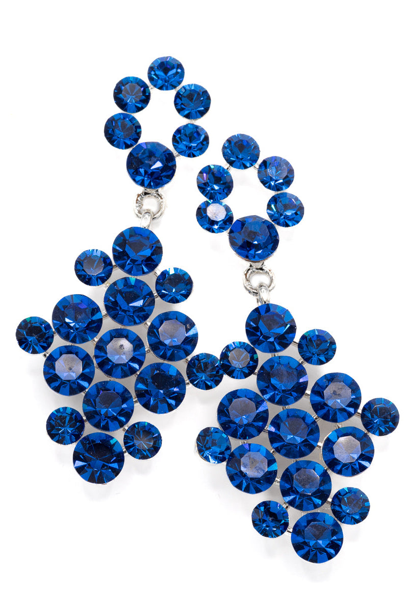 Blue gemstone earrings on a white background