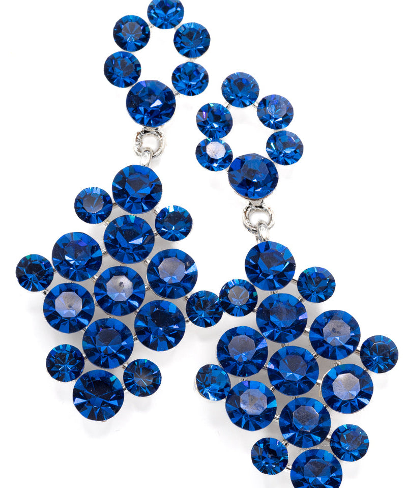 Blue gemstone earrings on a white background