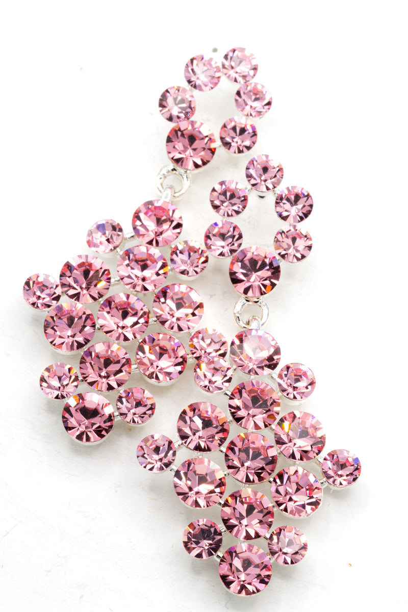 Pink crystal earrings on a white background / pageant - formal earrings