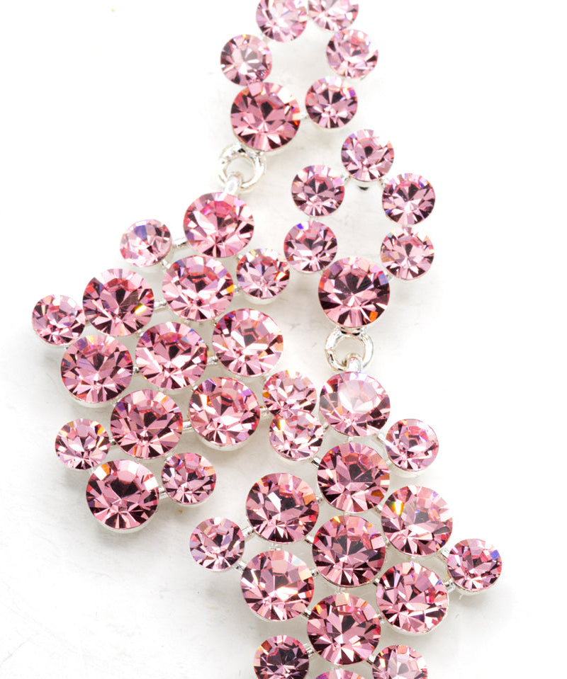 Pink crystal earrings on a white background / pageant - formal earrings