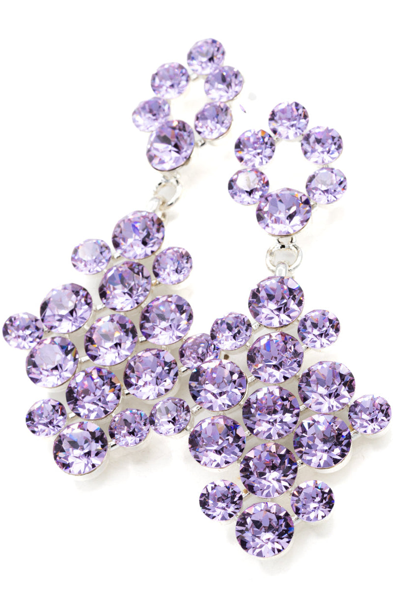 Light purple crystal earring on a white background