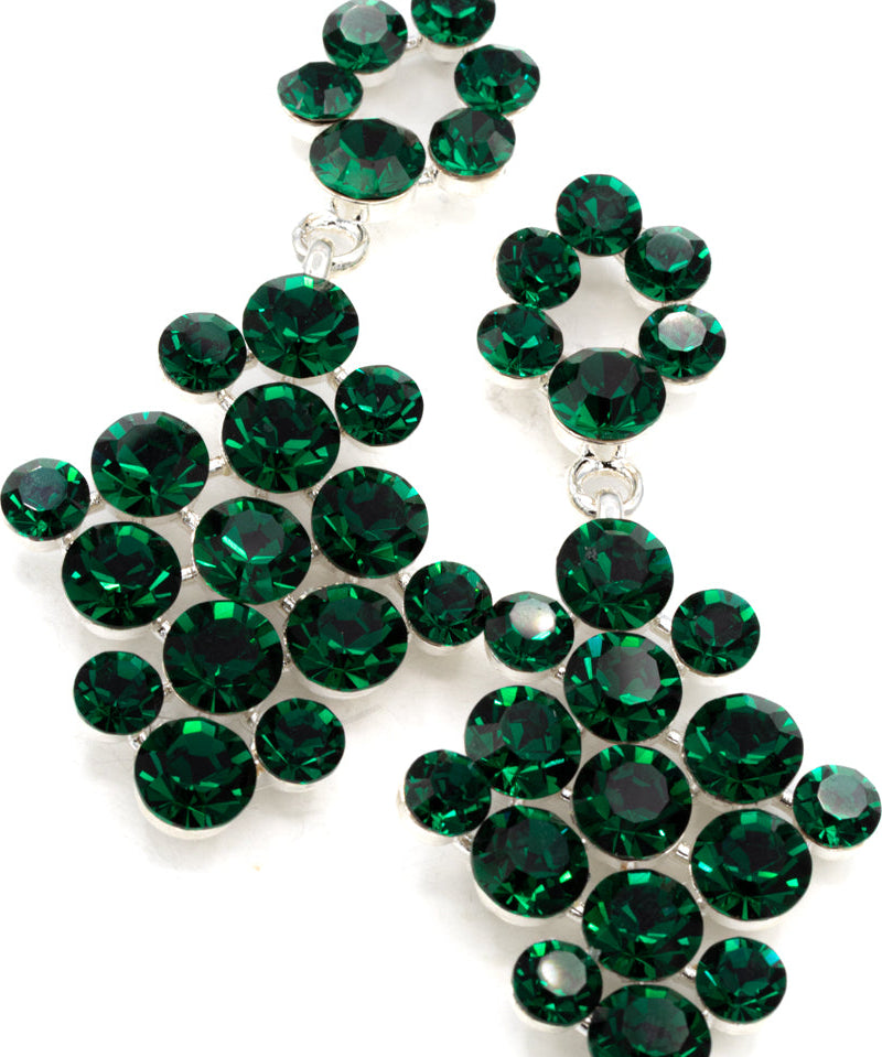 Green gemstone earrings on a white background / Pageant + Formal Earrings