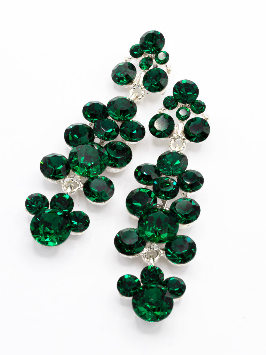 Eliza Benton Gracie crystal rhinestone statement drop earrings in Emerald