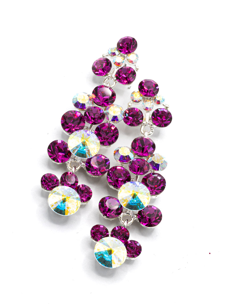 Eliza Benton Gracie crystal rhinestone statement drop earrings in Fuchsia AB Mix