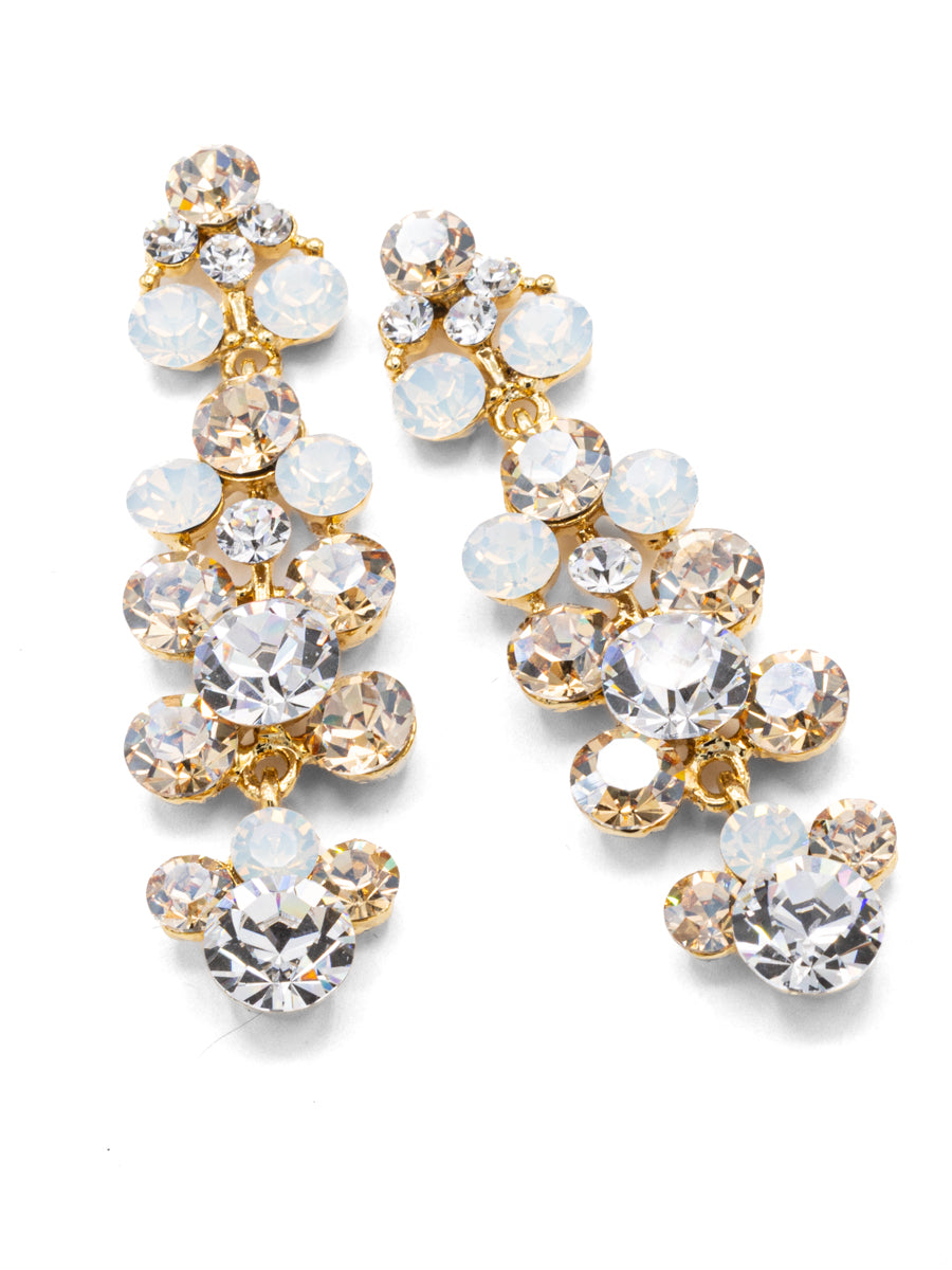 Eliza Benton Gracie crystal rhinestone statement drop earrings in Golden Shadow Clear