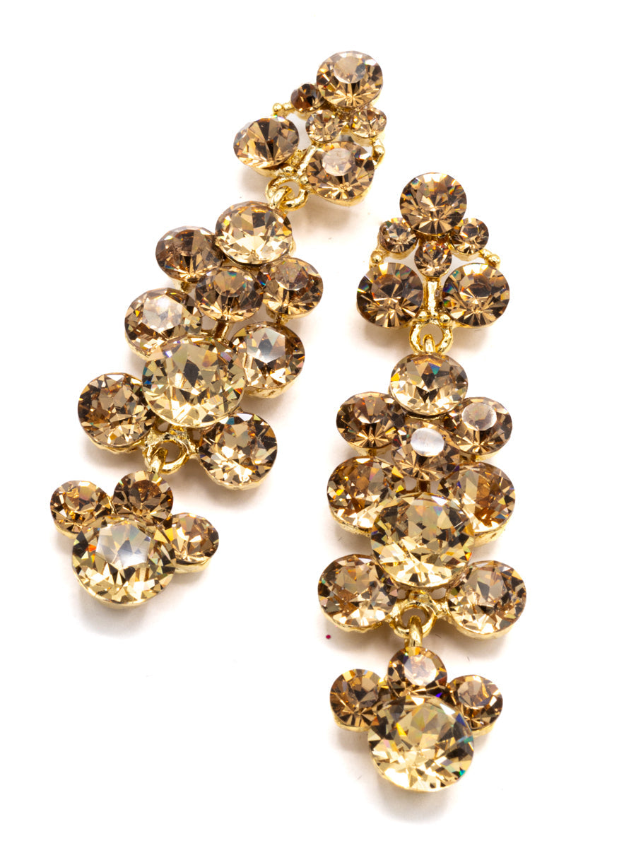 Eliza Benton Gracie crystal rhinestone statement drop earrings in Golden Shadow
