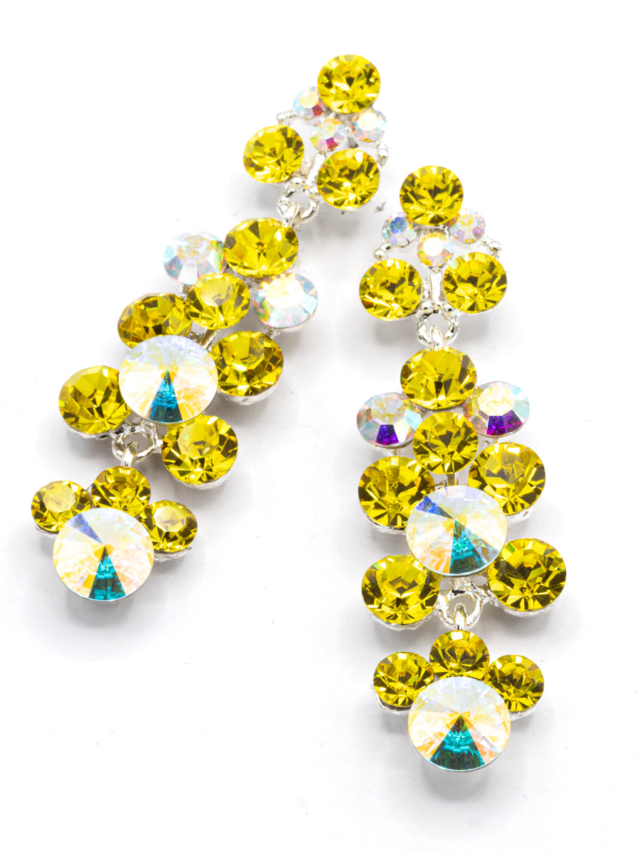 Eliza Benton Gracie crystal rhinestone statement drop earrings in Jonquil AB Mix