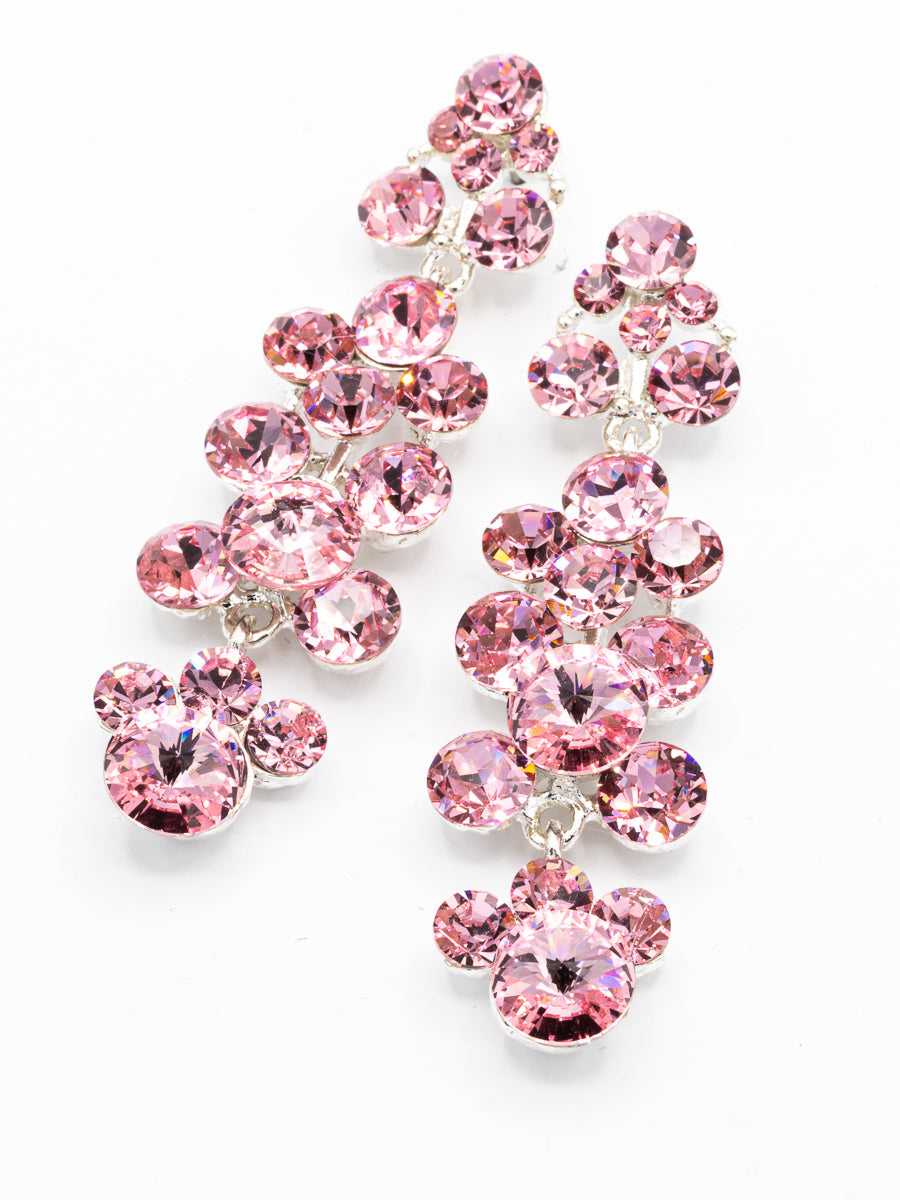Eliza Benton Gracie crystal rhinestone statement drop earrings in Light Rose