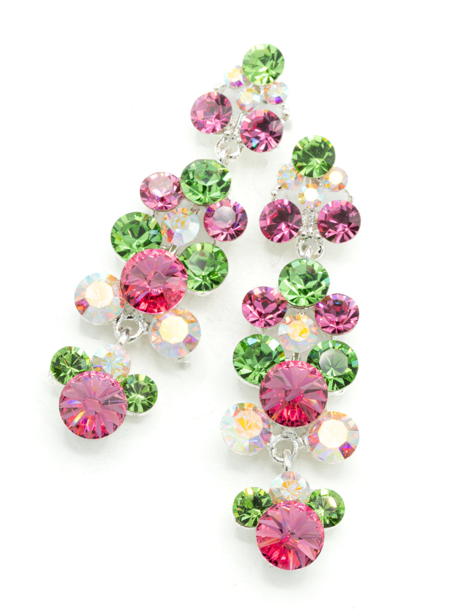 Eliza Benton Gracie crystal rhinestone statement drop earrings in Peridot Rose Mix
