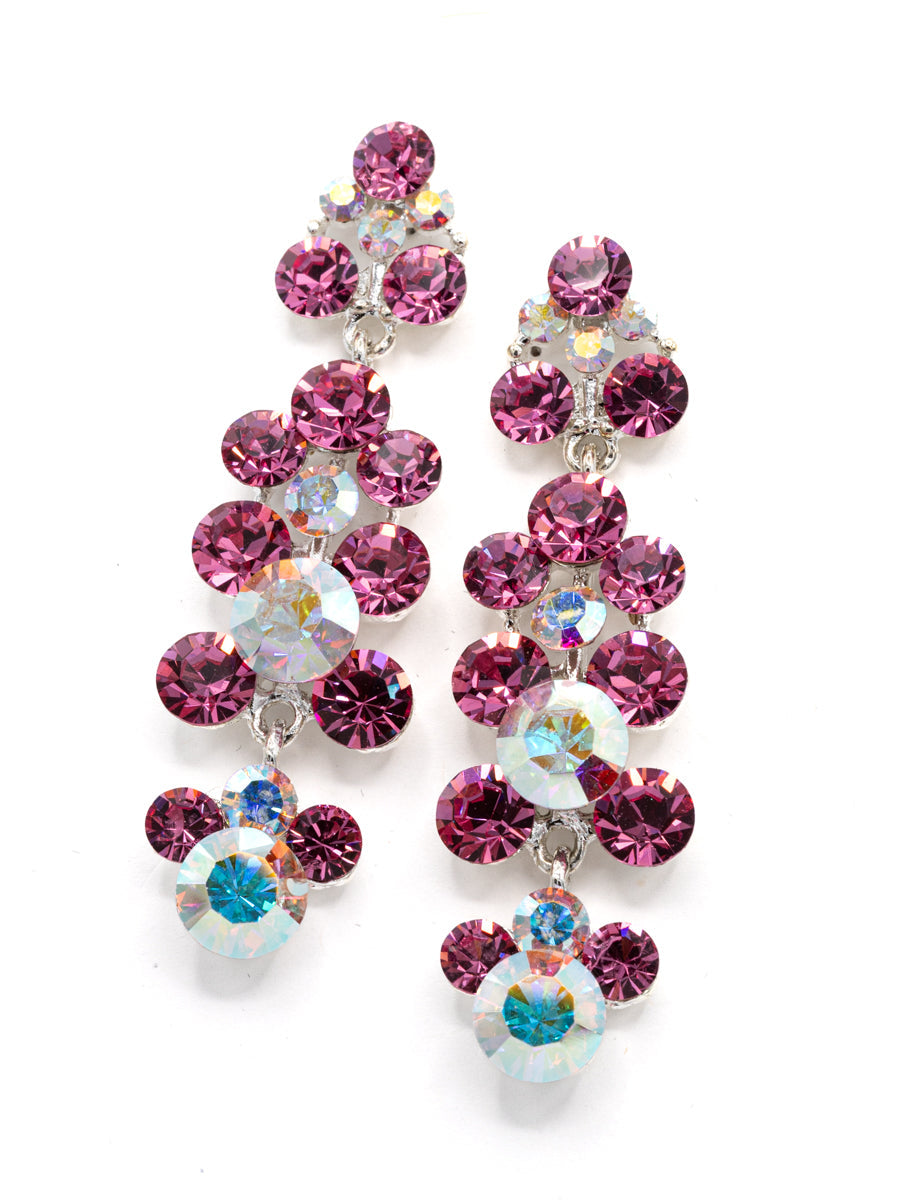 Eliza Benton Gracie crystal rhinestone statement drop earrings in Rose AB Mix