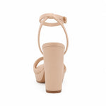 RSG Formals DeBlossom Jane nude block heel sandals with an adjustable ankle strap and matte finish, back view.