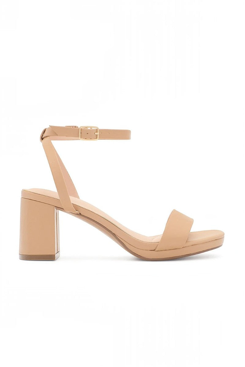RSG Formals DeBlossom Nelly nude block-heel sandals with an open-toe design and adjustable ankle strap