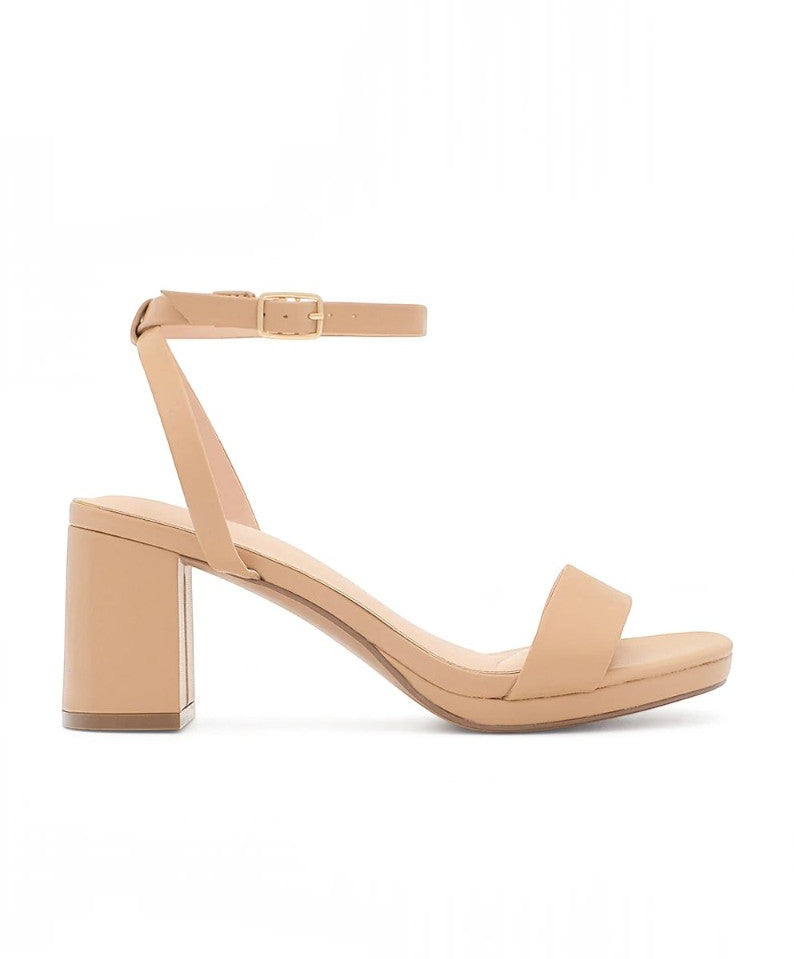 RSG Formals DeBlossom Nelly nude block-heel sandals with an open-toe design and adjustable ankle strap