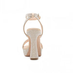 RSG Formals DeBlossom Regina nude shimmer block heels with rhinestone embellishments and adjustable ankle strap